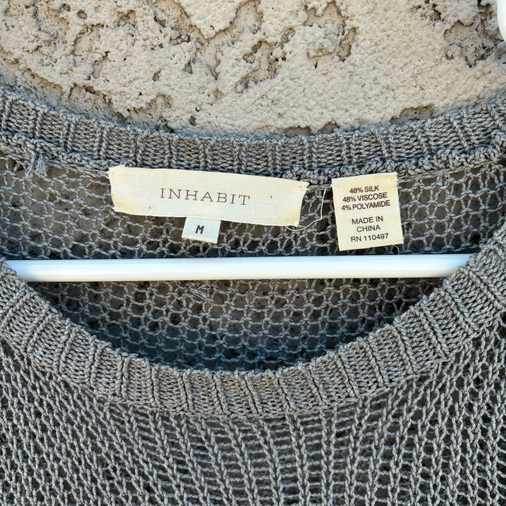 INHABIT Gauzey Grey Silk Long Sleeved Asymmetrical Sweater - Picture 2 of 9